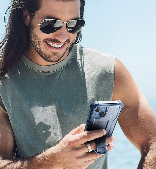 Armored case for iPhone 13 / 14, Dexnor Full Body, dark blue
