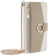 Flip case for Samsung Galaxy A54, Wallet Zipper Pocket, with mirror, white