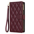 Flip case for Samsung Galaxy A56 5G, Rhombus Crossbody Leather, maroon