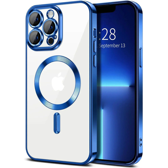 Case for iPhone 13 Pro, Electro MagSafe, blue + Screen Glass