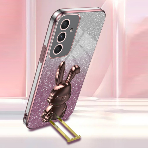 Case for Samsung Galaxy A54 5G, Glitter Rabbit, with slide-out stand, pink