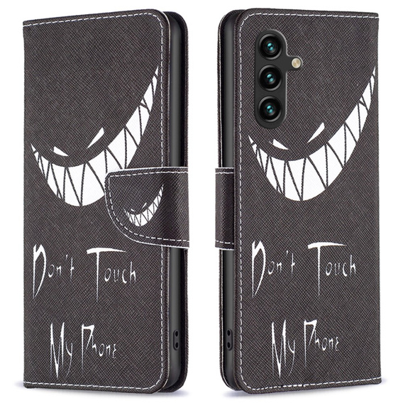 Flip case for Samsung Galaxy A05s, Wallet, Don't Touch My Phone, black