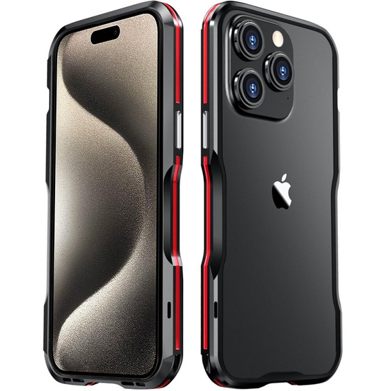 Case LUPHIE for iPhone 15 Pro, Armor Bumper, black / red