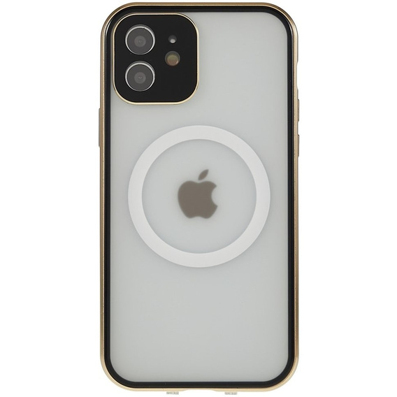 Magnetic Dual Glass MagSafe case for iPhone 12, gold