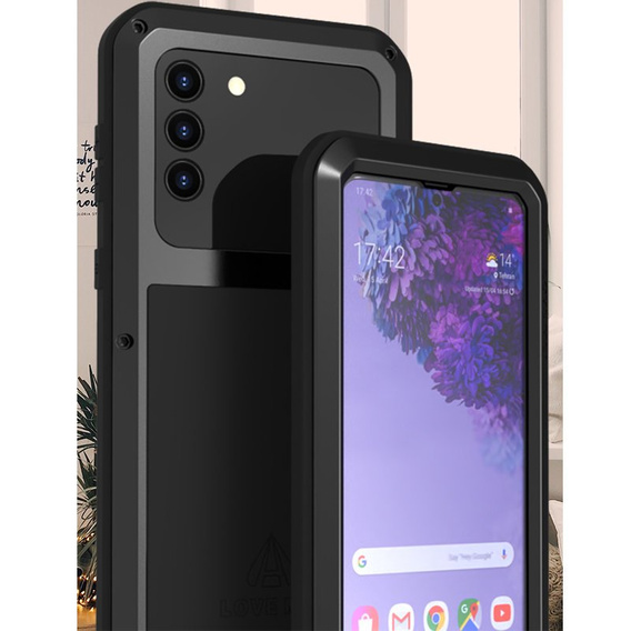 Love Mei Case for Samsung Galaxy S21+ Plus, armored with glass, black