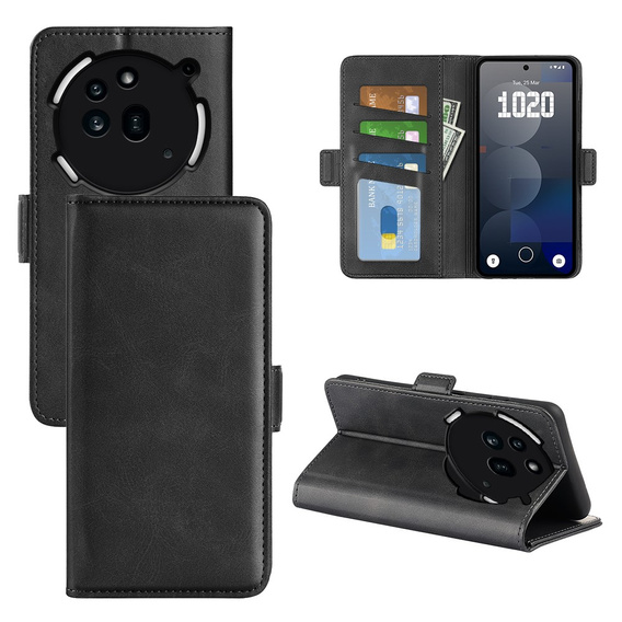 Flip case for Nothing Phone 3a Pro, Leather Wallet, black