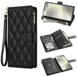 Flip case for Samsung Galaxy A56 5G, Rhombus Crossbody Leather, black
