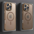 Case for iPhone 16 Pro, for MagSafe, ERBORD Matt Case, desert titanium + Screen Glass