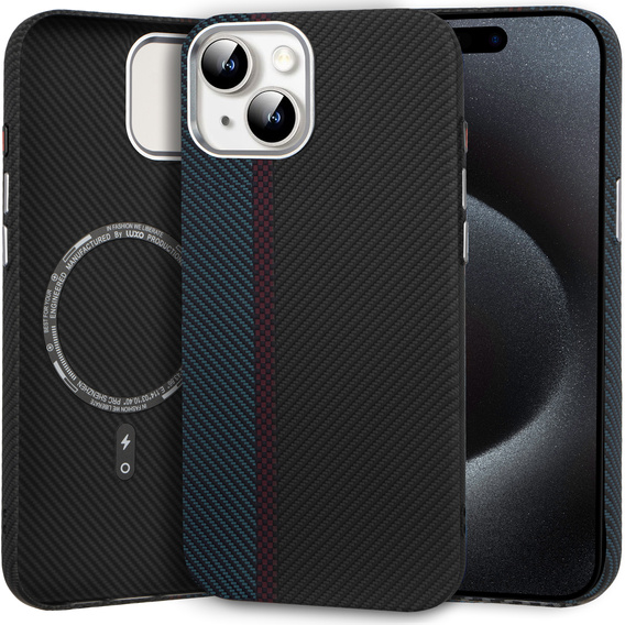 MagSafe's iPhone 15 Case, Carbon Fiber, black / blue
