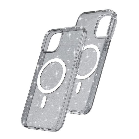 Case for iPhone 14 Plus, Glittery, for MagSafe, black