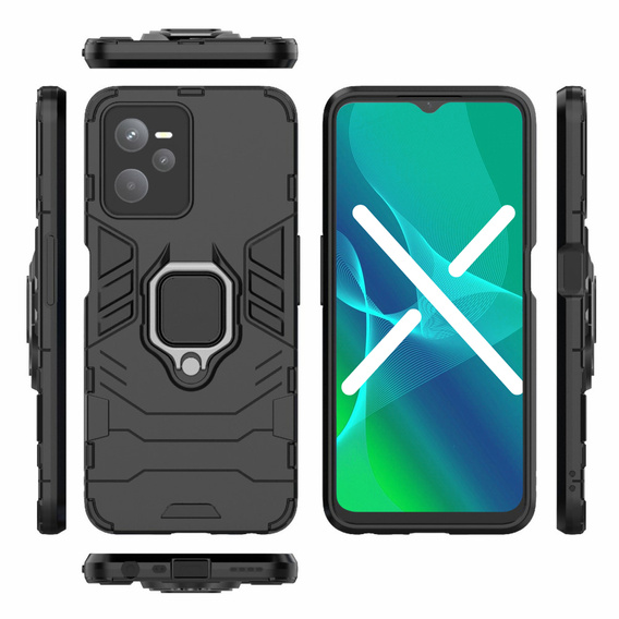 Case for Realme C35, Kickstand Ring, black
