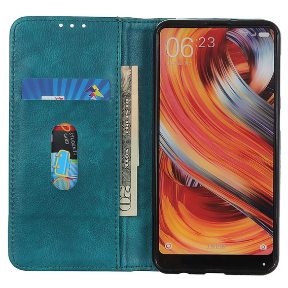 Case for Sony Xperia 5 V, Wallet Litchi Leather, green