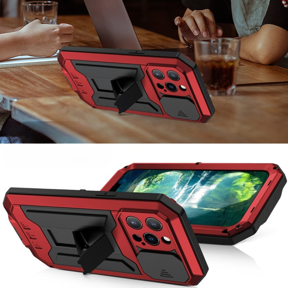 Case for iPhone 13 Pro Max, R-JUST CamShield Slide, armoured, red  / black