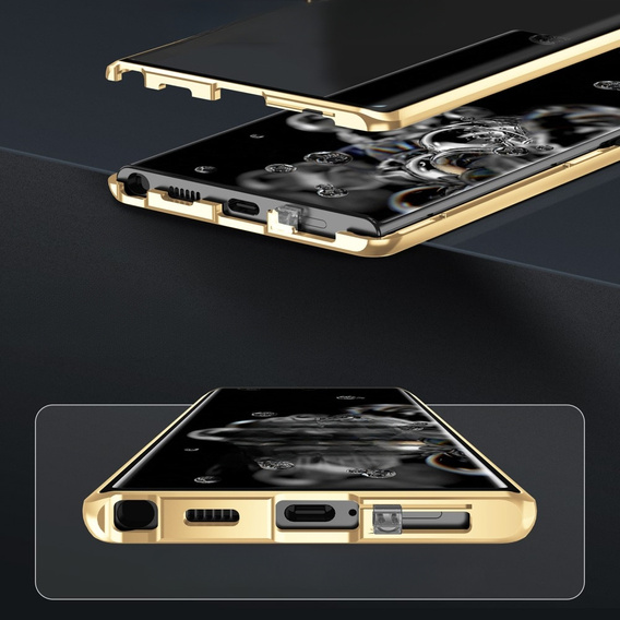 Case for Samsung Galaxy S23, Magnetic Dual Glass, gold
