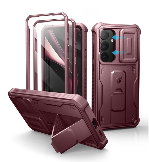 Armored case for Samsung Galaxy S25+ Plus, Dexnor Full Body (Two Frames), red