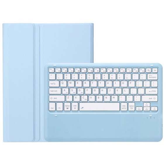Case + keyboard Samsung Galaxy Tab S9+, Leather Pen Slot, light blue