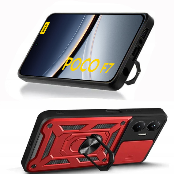 Case for Xiaomi Poco F7, CamShield Slide, red