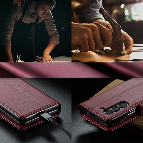 CASEME flip case for Samsung Galaxy Z Fold6 5G, Litchi Wallet, red