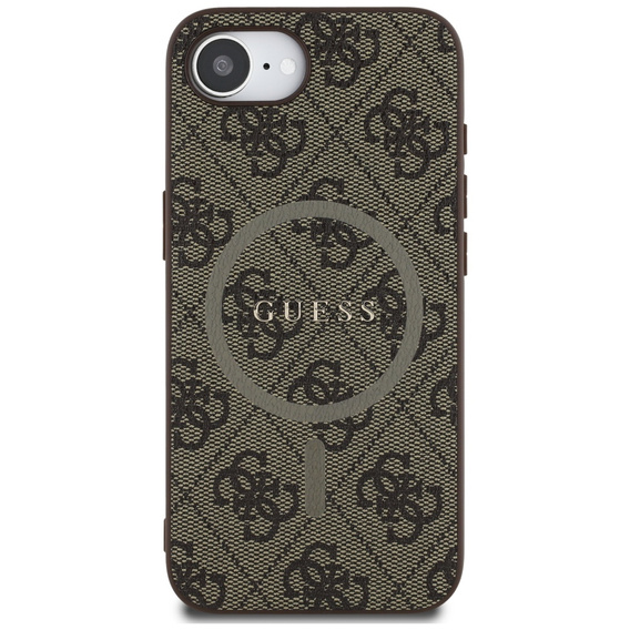 GUESS Case for iPhone 16E, 4G Ring Classic Logo, brown