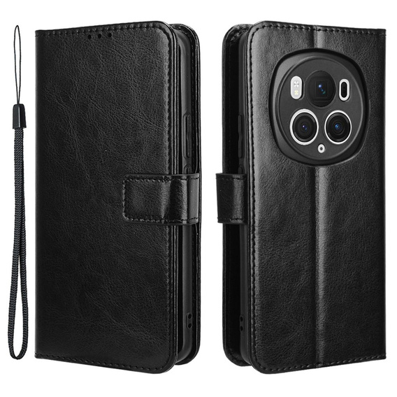 Flip case for Honor Magic 6 Pro 5G, Crazy Horse Wallet, black