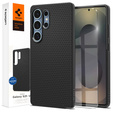 Spigen case for Samsung Galaxy S25 Ultra, Liquid Air, black + 9H Tempered Glass