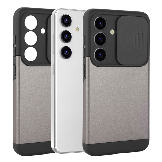 Case for Samsung Galaxy S24, ERBORD CamProtect Slide Camera, gray gunmetal