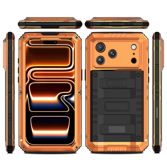 IP68 waterproof case for iPhone 17 Pro, orange