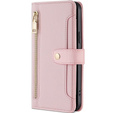 Flip case for Honor Magic5 Lite, Wallet Zipper Pocket, pink