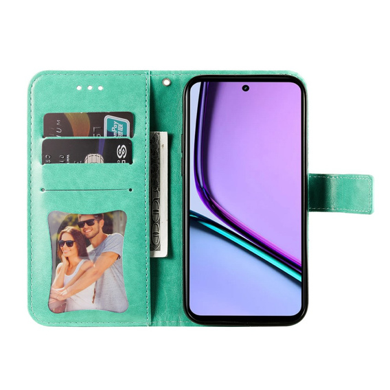 Flip case for Realme C67, Mandala, green