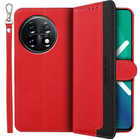 Flip case for OnePlus 11 5G, KHAZNEH RFID, Dual Color, red