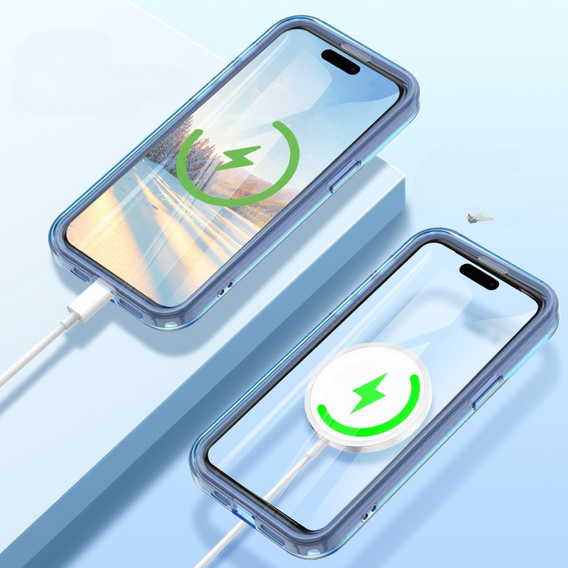 Case for iPhone 16 Pro Max, Shockproof Hybrid, with screen film, for MagSafe, blue