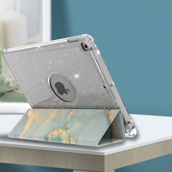 Case for iPad 10.2 2019/2020/2021, Smartcase Hybrid, with stylus space, Marble green