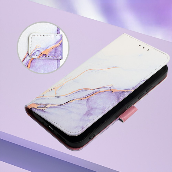 Flip case for Xiaomi Redmi Note 13 Pro 4G / Xiaomi Redmi Note 14S / Xiaomi Poco M6 Pro 4G, Wallet, Marble purple