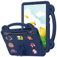Children's case for Samsung Galaxy Tab S9 FE+ Plus, Cute Patterns, with stand, dark blue