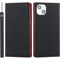 Flip case for iPhone 15, Litchi Skin Grain, black