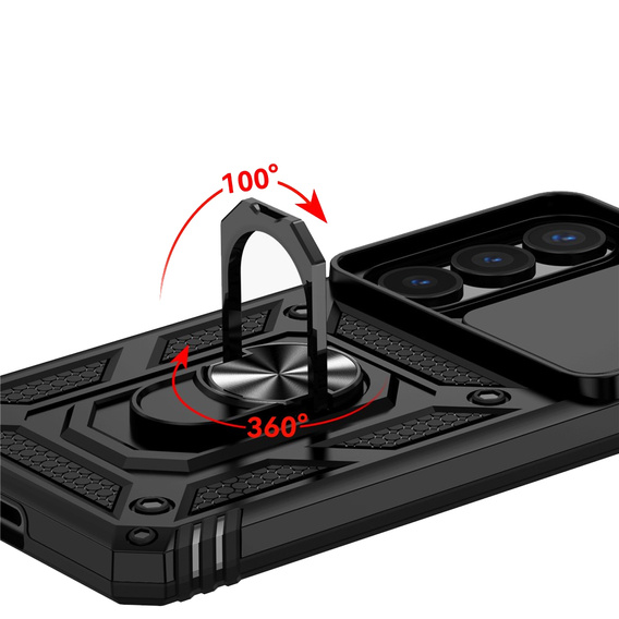 Armoured case with stand and lens cover for Samsung Galaxy S26, black