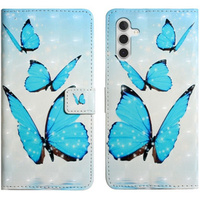 Flip case for Samsung Galaxy A05s, Wallet, Butterflies, blue