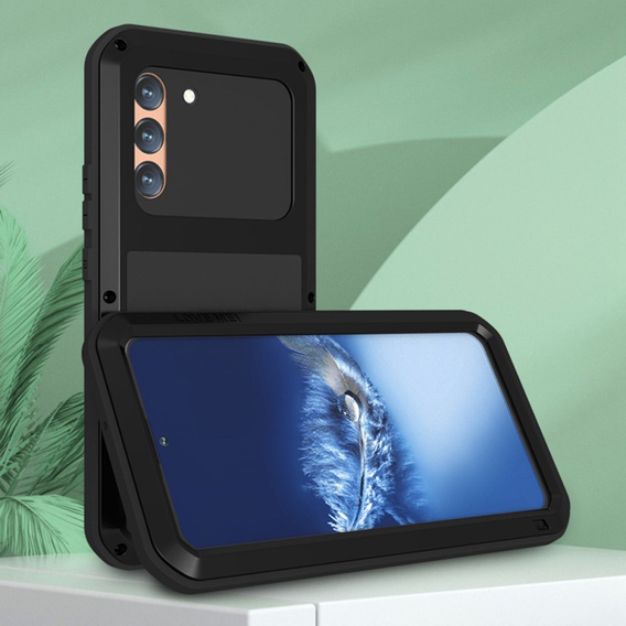 Love Mei Case for Samsung Galaxy S22+ Plus, armored with glass, black