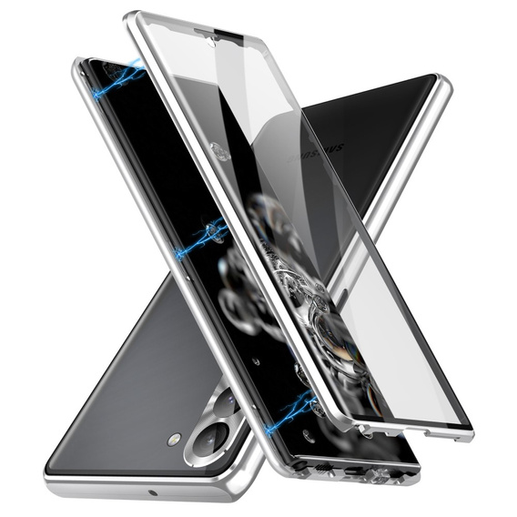 Case for Samsung Galaxy S24, Magnetic Dual Glass, silver