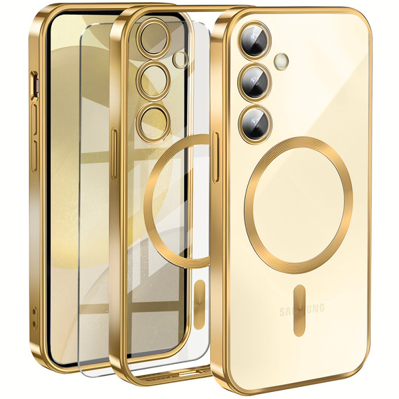 Case for Samsung Galaxy S24, Electro MagSafe, gold + Screen Glass