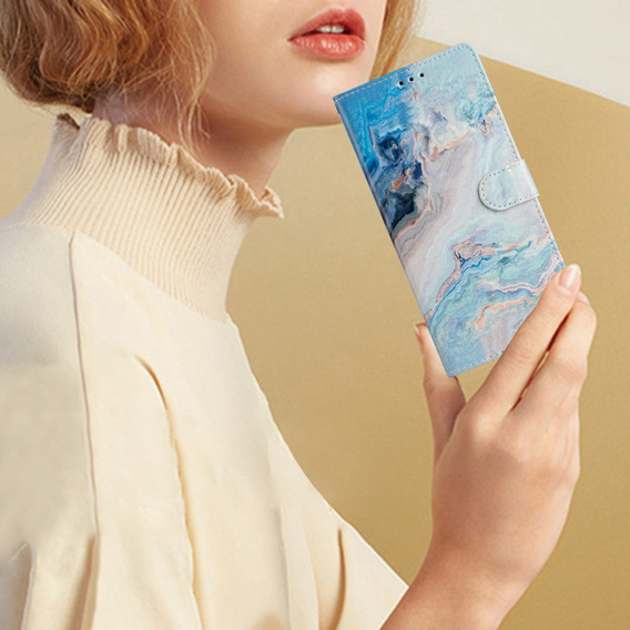 Flip case for Xiaomi Redmi Note 12S, Wallet Marble, blue