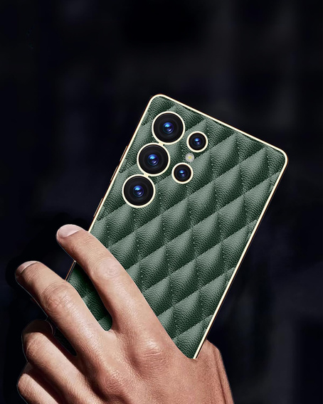 Case for Samsung Galaxy S25 Ultra, Leather Rhombus, green