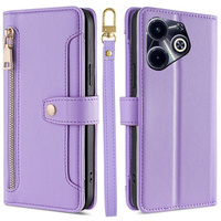 Flip case for Infinix Hot 40i, Wallet Zipper Pocket, purple