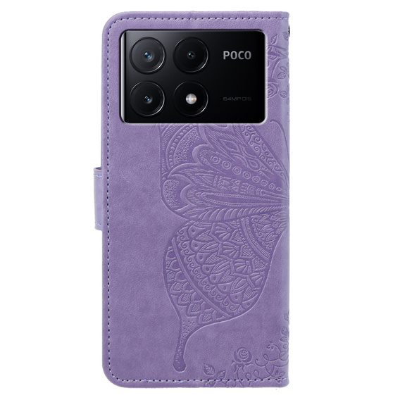 Flip case for Xiaomi Poco X6 Pro 5G, Butterfly, purple