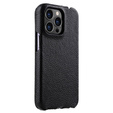 MELKCO flip case for iPhone 15 Pro, leather, flip, black
