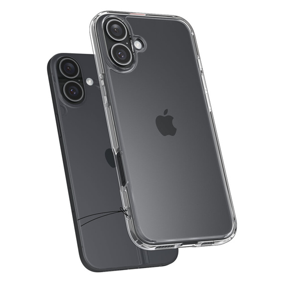 Spigen case for iPhone 16 Plus, Ultra Hybrid, transparent + 9H Tempered Glass