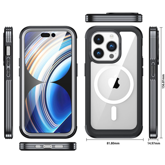 Case for iPhone 15 Pro Max, Armor Full Protect 360° to MagSafe, screen glass, black