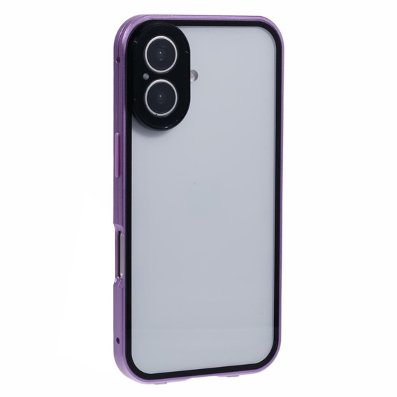 Case for iPhone 16, Magnetic Dual Glass, purple