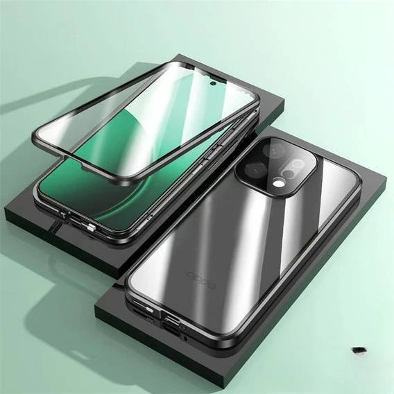 Case for Oppo Reno 14, Magnetic Dual Glass, transparent with black sides