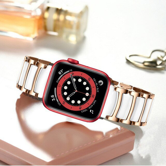 Bracelet Stainless for Apple Watch 1/2/3/4/5/6/7/8/SE/ULTRA (42/44/45/49 MM) - Rose Gold/White